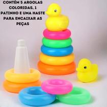 Brinquedo Para Bebê Torre de Argolas Patinho Pais e Filhos