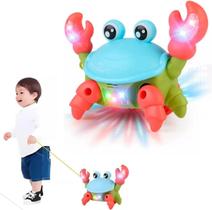 Brinquedo para Bebês Caranguejo Siri Fujão Luz Som Movimento Tummy Time