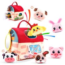 Brinquedo para bebês CONETCH Soft Barn com 6 animais de fazenda de pelúcia de 6 a 12 m