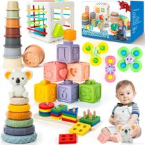 Brinquedo para bebês Somastung 6 em 1 de 6 a 18 meses com anéis empilháveis Brinquedo para bebês Somastung 6 em 1 de 6 a 18 meses com anéis empilháveis