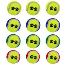 Brinquedo Para Cachorro Bola de Tênis 12 Unidades