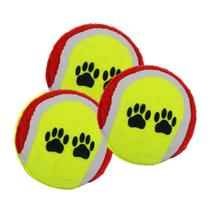 Brinquedo Para Cachorro Bola de Tênis 3 Unidades Vermelha
