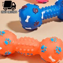 Brinquedo para Cachorro Mordedor Halteres de Borracha Osso Pet Cães com Apito