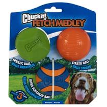 Brinquedo para cães Chuckit Fetch Medley Dog Ball Medium Breed, pacote com 3 Brinquedo para cães Chuckit Fetch Medley Dog Ball Medium Breed, pacote com 3