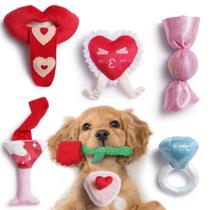 Brinquedo para cães Nocciola Squeaky Plush Ruffled Rose Heart, pacote com 7