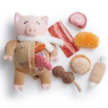 Brinquedo para cães Nocciola Stuffed Pig Funny Squeaky Crinkle 9 em 1