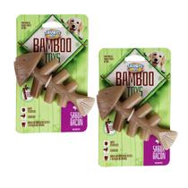 Brinquedo para Cães Sabor Bacon Osso Bamboo Toys Peixe Truqys - Kit com 2 unidades
