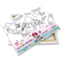 Brinquedo para Colorir Minnie Tinta Guache com Tela - KIT Criativo