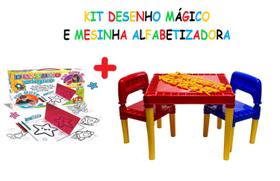 Brinquedo para Desenhar e Mesinha Infantil com 2 Cadeira