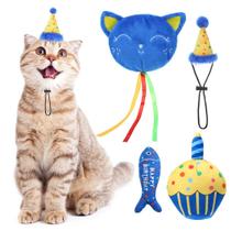 Brinquedo para Gato BINGPET - Kit Chapéu, Bolo e Peixe com Catnip