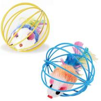 Brinquedo para gato bola com rato 6cm