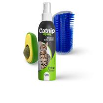 Brinquedo para Gato Kit catnip spray rasqueadeira e abacate lambe lambe para gatos