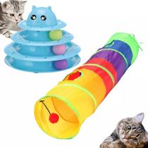 Brinquedo para Gato torre + tunel labirinto Interativo kit