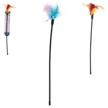 Brinquedo para gato vara com pena + guizo 44cm