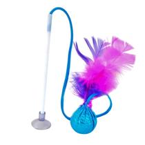 Brinquedo para Gato Varinha Ventosa e Bolinha Chocalho Pena