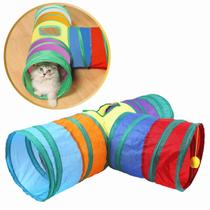 Brinquedo Para Gatos Interativo Túnel Colorido em T Dobrável e Portátil com Bolinha Brinquedo Para Gatos Interativo Túnel Colorido em T Dobrável e Portátil com Bolinha
