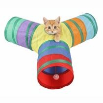 Brinquedo Para Gatos Interativo Túnel Colorido em Y Dobrável e Portátil com Bolinha Brinquedo Para Gatos Interativo Túnel Colorido em Y Dobrável e Portátil com Bolinha