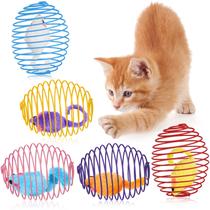 Brinquedo para Gatos Jecery 5 Bolinhas Coloridas com Mice de Pelúcia