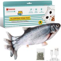 Brinquedo para gatos Potaroma Flopping Fish com videira prateada e erva-dos-gatos 10,5 cm Brinquedo para gatos Potaroma Flopping Fish com videira prateada e erva-dos-gatos 10,5 cm