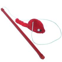 Brinquedo Para Gatos Varinha de Pesca com Ratinho - Pesca Gato Chalesco Cor:Vermelho