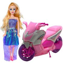 Brinquedo para menina moto rosa biz + boneca realista presente barato
