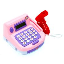 Brinquedo para Meninas Caixa Registradora Rosa com Calculadora BBR Toys