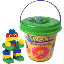 Brinquedo para Montar 3 Palavrinhas Balde com Blocos e Relógio
