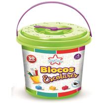 Brinquedo para Montar Balde Blocos Escolares 30 PCS - 061-BBE