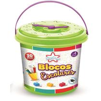 Brinquedo para montar balde blocos escolares 30 pcs big star