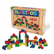 Brinquedo Para Montar Blokitos De Madeira 60 Peças Crianças