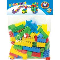 Brinquedo Para Montar Bloquinhos 96 Peças Coloridas Com Rodas