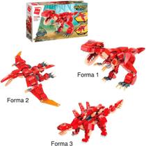 Brinquedo para Montar Combo Dinossauros 287 Peças Vermelho
