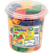 Brinquedo Para Montar Conectando Formas Com 80 Peças Coloridas Em Pote Brinquedo Para Montar Conectando Formas Com 80 Peças Coloridas Em Pote