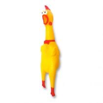 Brinquedo para pet frango sonoro gritador amarelo 31 cm