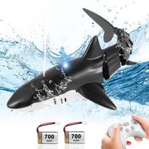 Brinquedo para Piscina Barco Tubarão RC bayehngs com Luz e Spray de Água