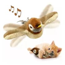 Brinquedo Passarinho Interativo para Gatos USB Sons Vibra