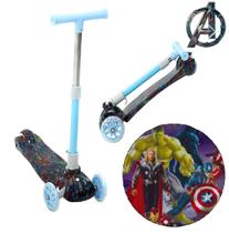 Brinquedo Patinete Avengers Infantil de Meninos 3 Rodas Azul