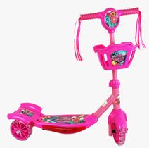 Brinquedo Patinete Infantil 3 Rodas C/ Música E Luz E Cesto Rosa - toys