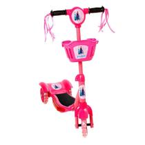 Brinquedo Patinete Infantil Frozen Rosa 3 Rodas Luz E Som