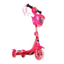 Brinquedo Patinete Infantil Trolls 3 Rodas Com Luz E Som E Cestinha Rosa Art Brink