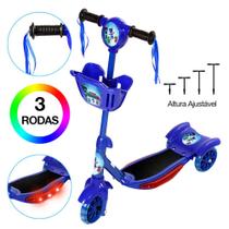 Brinquedo Patinete PJ Masks Scooter 3 Rodas c Cesta Azul.