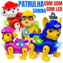 Brinquedo Patrulha Canina com Som, LED e Movimento - Anda Sozinho 14cm a Pilha