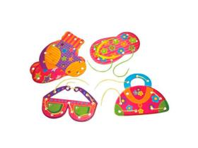 Brinquedo Pedagógico Alinhavos Objetos Peças Mdf 06 Unidade