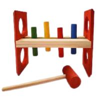 Brinquedo Pedagógico Bate Pinos Em Madeira Colorido