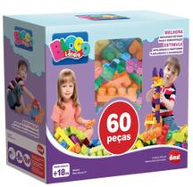Brinquedo pedagogico blocos montar 60 peças Dismat MK404 - DISMAT BRINQUEDOS