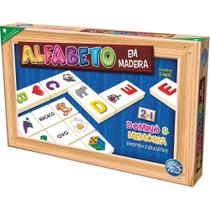 Brinquedo Pedagogico de Madeira Alfabeto Domino e Memoria