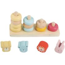 Brinquedo Pedagógico de Madeira Encaixe de Argolas com 4 Colunas Brinquedo Pedagógico de Madeira Encaixe de Argolas com 4 Colunas