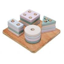 Brinquedo Pedagógico de Madeira Prancha de Seleção Pequena com Formas Geométricas Coloridas