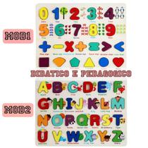 Brinquedo Pedagogico Didatico Educativo Numeros Formas e Alfabeto Encaixe Infantil