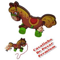 Brinquedo Pedagógico Educativo Em Madeira Cavalo - Cavalinho De Puxar Premium